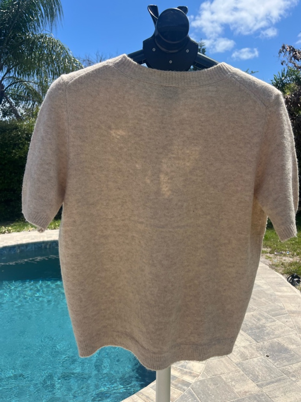 Cielo Beige Crewneck Short-Sleeve Sweater Size Large - Picture 2 of 5